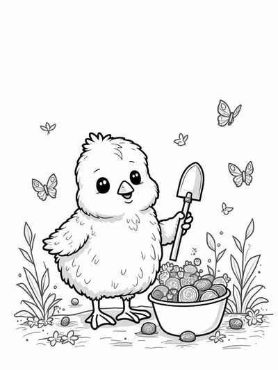 Chick digging for treasures