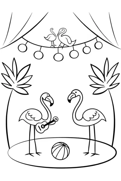 Flamingo Festival of Talents Coloring Page