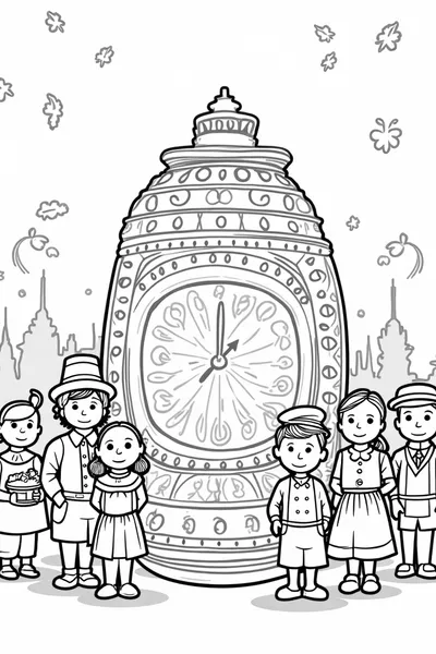 Children around a time capsule