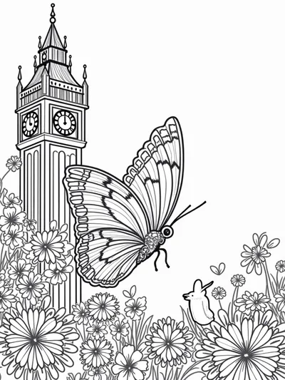 Butterfly timekeeper in a clock tower