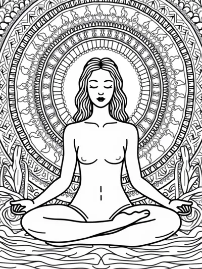Meditating person in a mandala