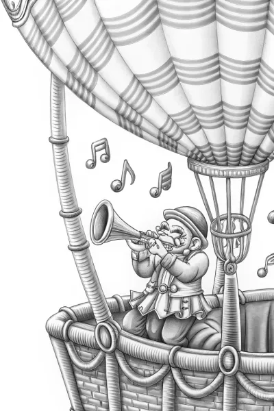 JJ in a musical hot air balloon