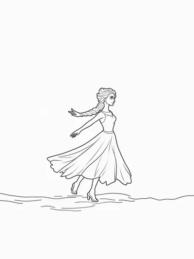 Elsa dancing on a frozen lake