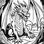 Mighty Dragon in the Cave Coloring Page