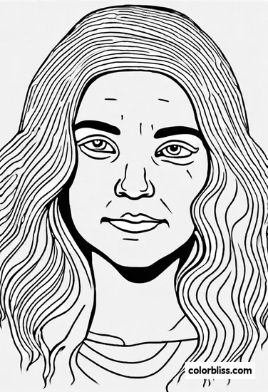 A coloring page of Serene Smiling Girl Coloring Page