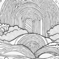 “Rainbow Archway and Clouds Coloring Adventure”