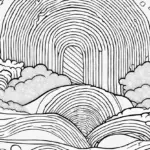 “Rainbow Archway and Clouds Coloring Adventure”