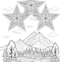 Starlit Mountain Landscape Coloring Page