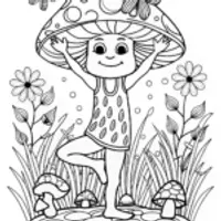 Whimsical Forest Mushrooms Coloring Page