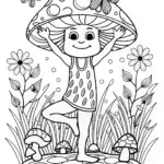 Whimsical Forest Mushrooms Coloring Page