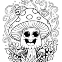 Whimsical Mushroom Fantasy Coloring Page
