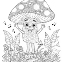 Happy Mushroom Bubbles Coloring Page