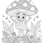 Happy Mushroom Bubbles Coloring Page