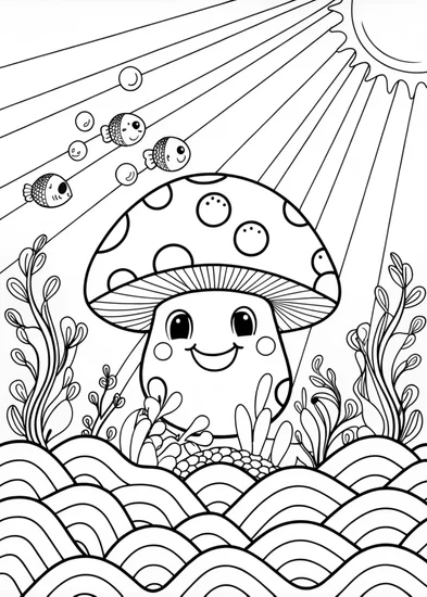 A coloring page of Toadstool Buddy in the Forest