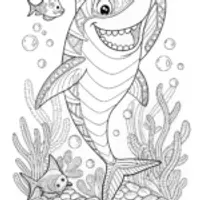 Shark Adventure in the Mountains Coloring Page