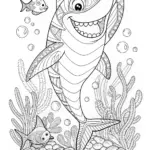 Shark Adventure in the Mountains Coloring Page