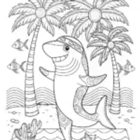 Jumping Shark Adventure Coloring Page