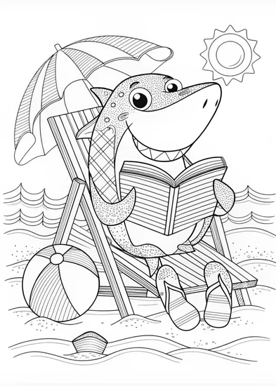 A coloring page of Sammy the Shark’s Ocean Adventure Coloring Page