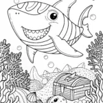 A cartoon shark