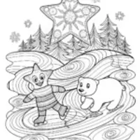 Ice Skating Bear Under the Night Sky