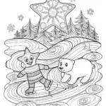 Ice Skating Bear Under the Night Sky
