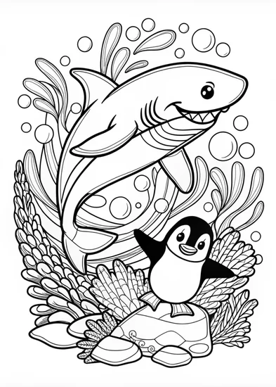 A coloring page of Jumper the Shark’s Ocean Adventure