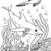 Shark’s Oceanic Adventure Coloring Page