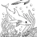 Shark’s Oceanic Adventure Coloring Page