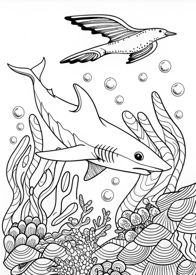 A coloring page of Shark’s Oceanic Adventure Coloring Page