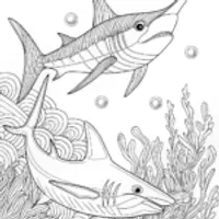 Shark Soaring Above Ocean Waves Coloring Page
