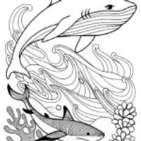 Sharks Underwater Adventure Coloring Page