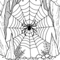 Spider in a Web Coloring Page