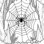 Spider in a Web Coloring Page