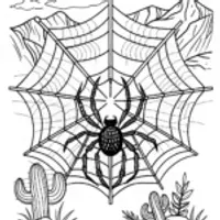Giant Spider in the Web Coloring Page