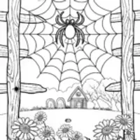 Spider’s Web in Nature Coloring Page