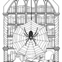 Spider on Web Coloring Page