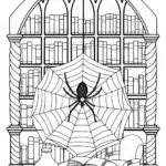 Spider on Web Coloring Page