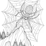 Spider in the Forest Web: A Mountainous Coloring Adventure