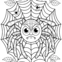 Spider in the Mountain Landscape Coloring Page