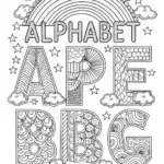 ABC Coloring Page with Rainbows and Stars