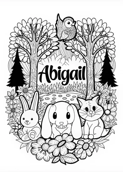 A coloring page of Abigail’s Animal Friends Adventure