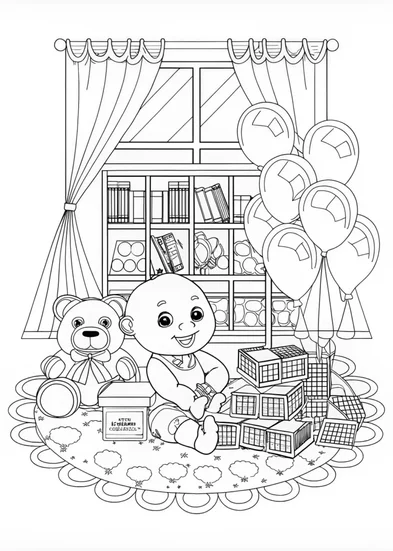 A coloring page of Adorable Baby Coloring Page