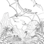 Aerodactyl Soars: Prehistoric Adventure Coloring Page