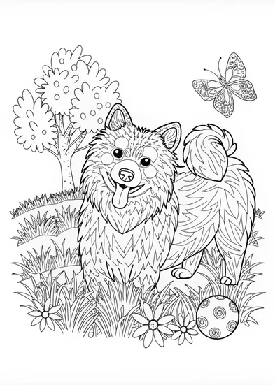 A coloring page of Geometric Dog Coloring Page
