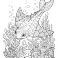 Hammerhead Shark in the Ocean Coloring Page