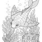 Hammerhead Shark in the Ocean Coloring Page