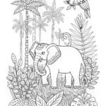 Elephant Beneath the Rainbow Coloring Page