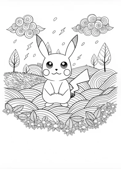 A coloring page of Pikachu’s Electrifying Coloring Adventure