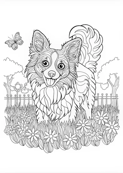 A coloring page of Loyal Collie Coloring Adventure