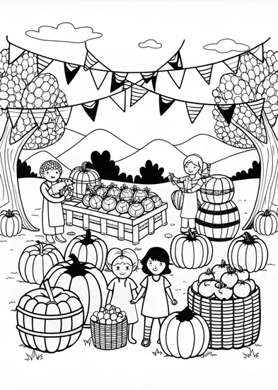 A coloring page of Autumn Harvest Festival Celebration